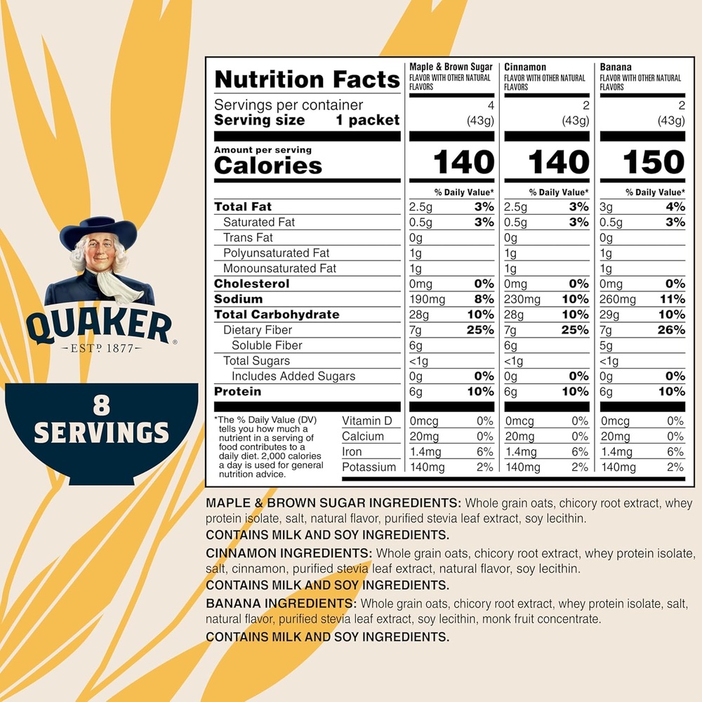 Quaker 퀘이커 오트밀 8개입 다양한맛 344g - 상세 이미지 3