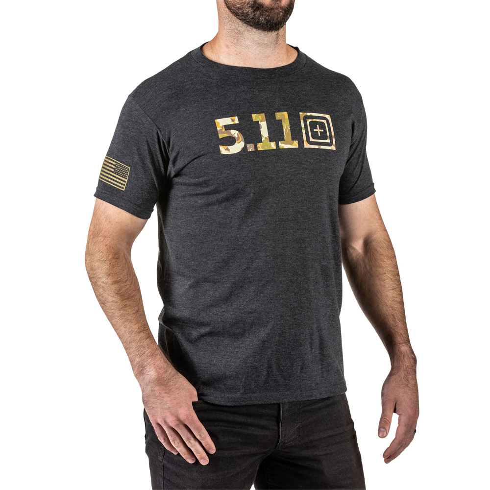 5.11 택티컬 레거시 카모 필 반팔 티셔츠 (차콜) - Legacy Camo Fill S/S Tee (Charcoal Htr) - 상품 이미지