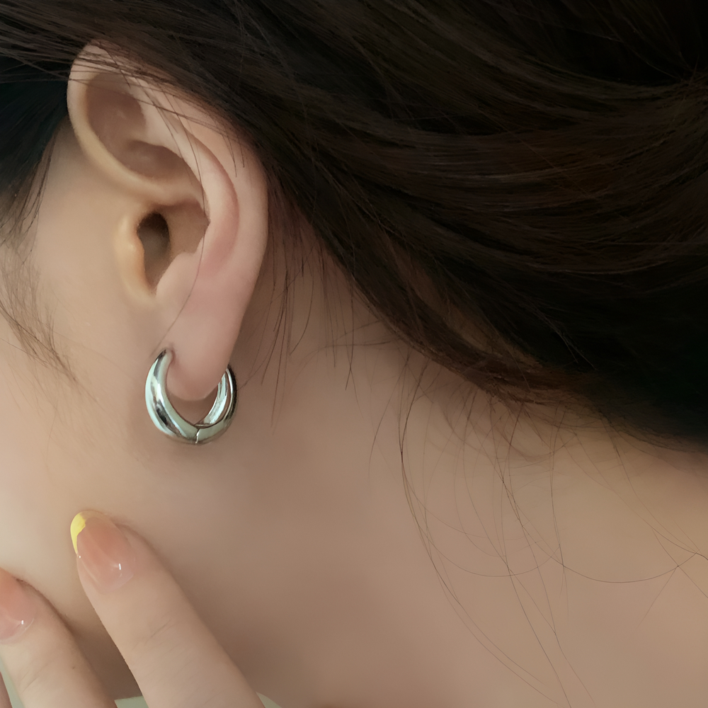 아르니 데일리 볼드 원터치 링귀걸이 심플 실버 골드 여성 한쌍 귀걸이 - 상세 이미지 2