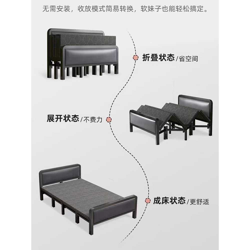 철제 침대 프레임 받침 높은 매트리스 깔판 슬림 싱글 등받이 0.9m 블랙 다리 - 상세 이미지 5