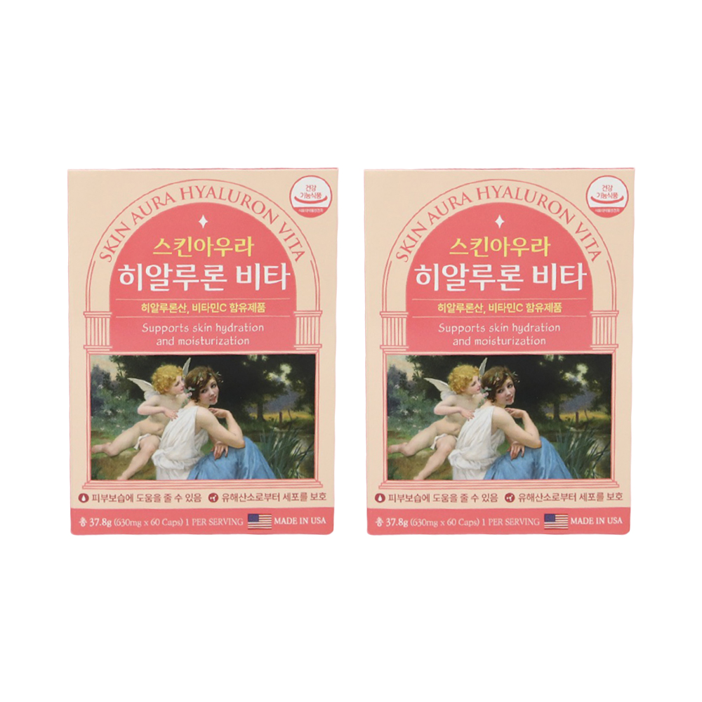 스킨아우라 히알루론 비타 60캡슐 X3개 미국직수입 히알루론산 비타민C 향료첨가물무첨가 - 상품 이미지