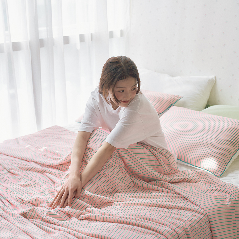 히말라야 쿨링 냉감이불 부드러운 아이스 쿨링 스트라이프 차렵이불 SS 150x200cm
