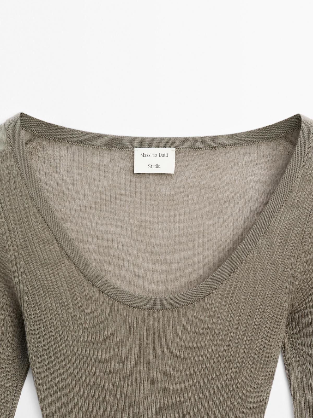 마시모두띠 시스루 100 울 라운드넥 긴팔 바디수트 9540/953 GREENISH - 상세 이미지 3