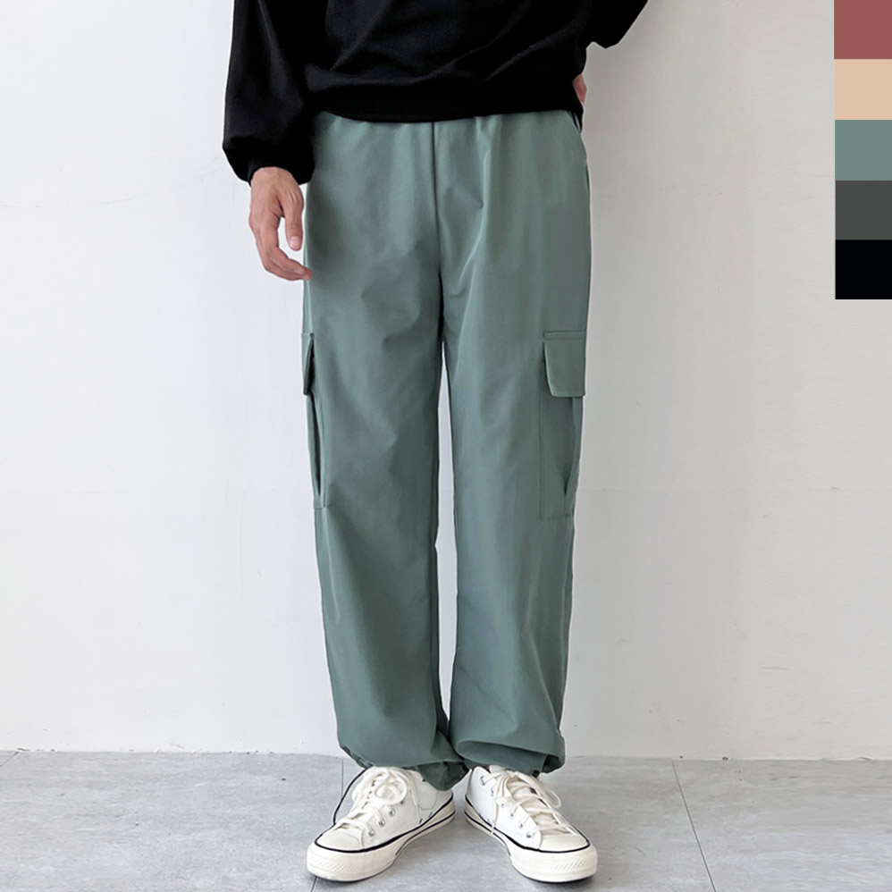 1+1 남자 나일론 바스락 카고 와이드 스트링 팬츠 (6color) - 상세 이미지 3