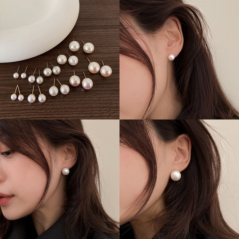 실버 진주 귀걸이 혼주 한복 귀걸이 승무원 웨딩 세트 8mm 10mm - 상세 이미지 2