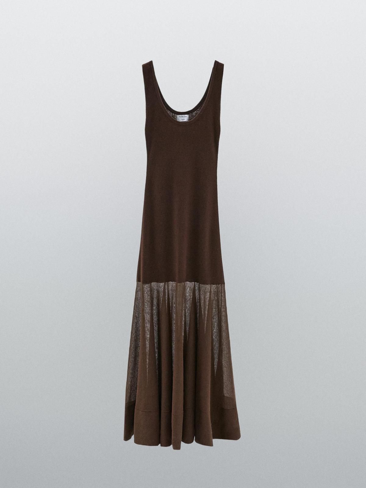 마시모두띠 코튼실크 블렌드 니트 롱 원피스 9204/953 BROWN - 메인 이미지