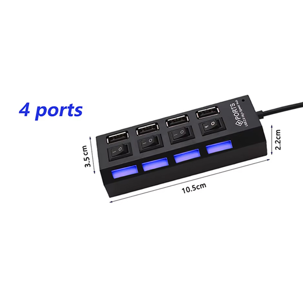 USB 허브 4포트 어댑터 데이터 멀티허브 데이터전송 충전 포트확장 노트북 컴퓨터 검정색 - 상세 이미지 2