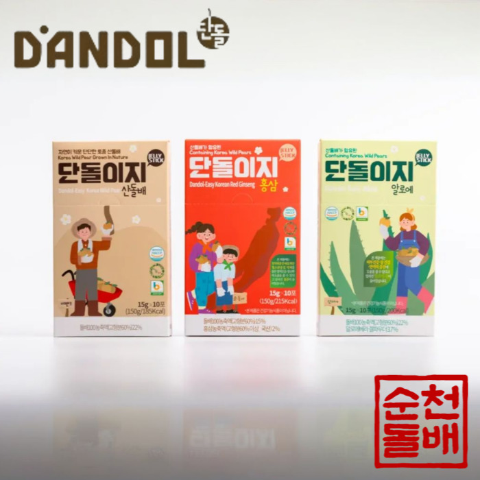 온 가족이 함께 단돌이지 젤리스틱 3종 선물세트, 산돌배 + 알로에 + 홍삼 (각 1박스씩 총 3박스) - 상세 이미지 2