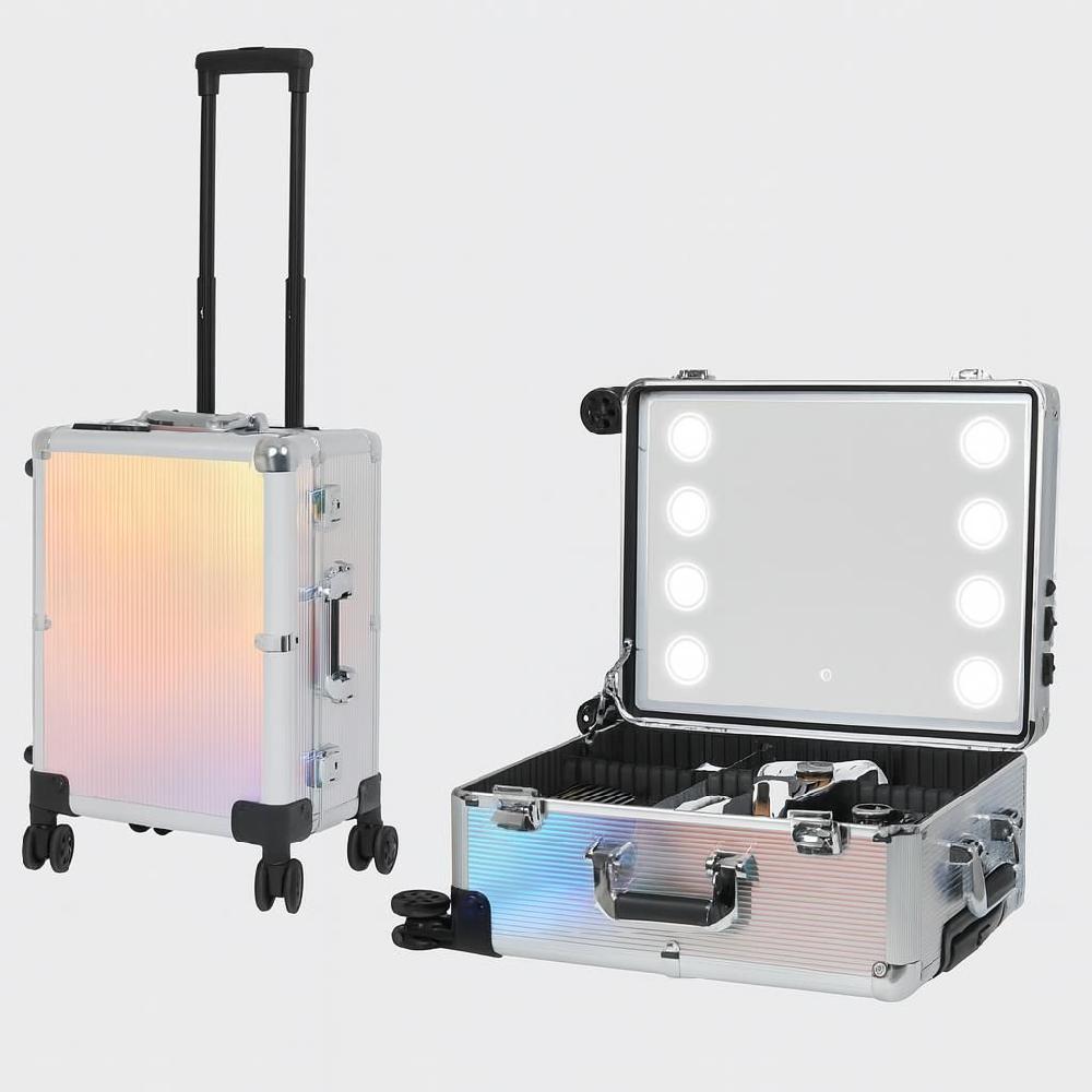 휴대용 메이크업박스 LED 조명 거울 미용가방 리얼블랙 20인치 - 상품 이미지