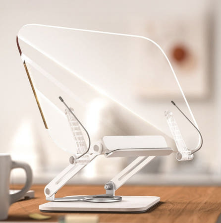 투명 아크릴판 독서대 노트북 태블릿 거치대 하단 고정기 각도조절 회전식 접이식 책 받침대