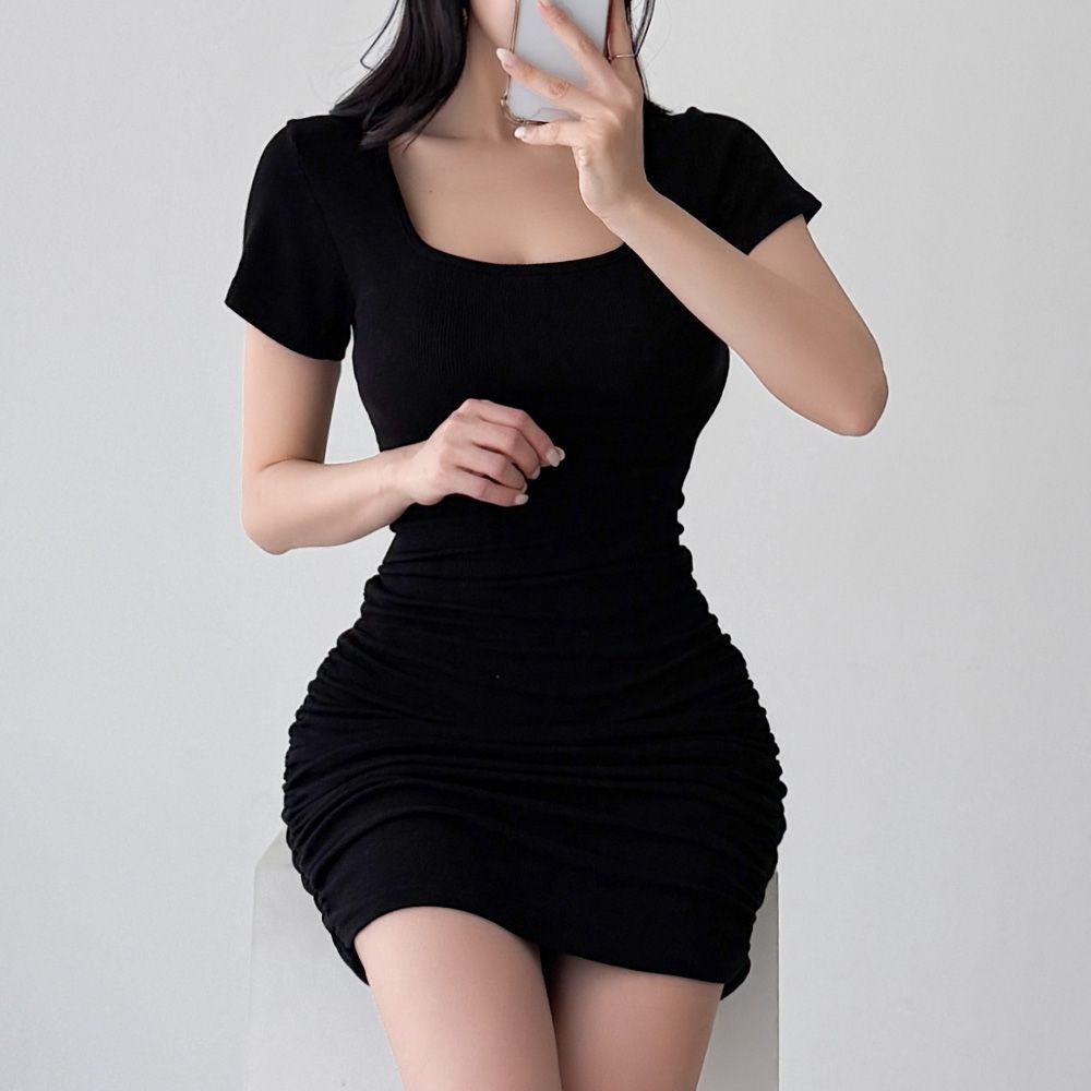 리리카비 골지 스퀘어넥 셔링 미니원피스 AC0810 - 상세 이미지 5