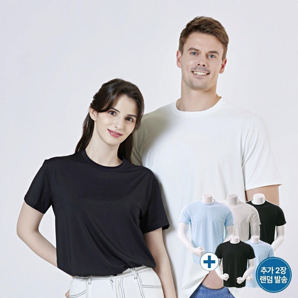 핏테라 쿨리브 기능성 셔츠 1세트 5장 공용 자외선차단 냉감 티셔츠 스포츠웨어 쿨티 반팔티 - 메인 이미지
