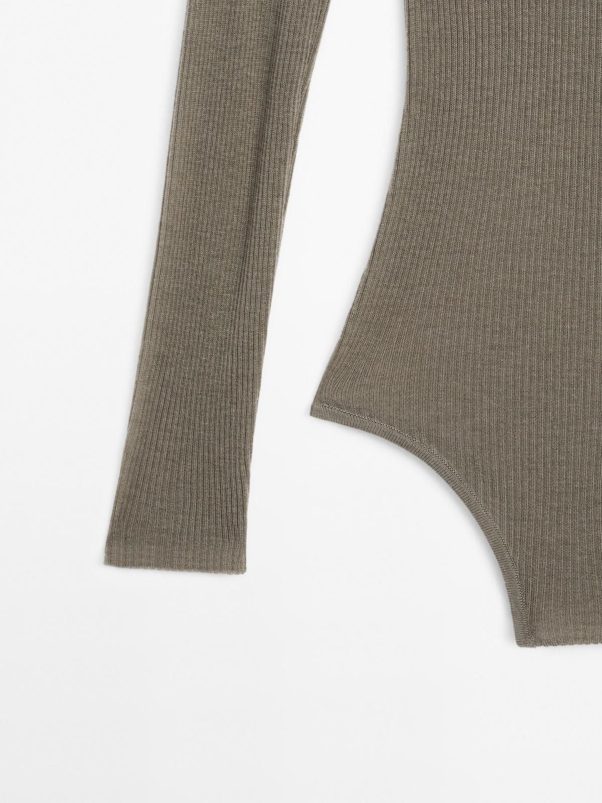 마시모두띠 시스루 100 울 라운드넥 긴팔 바디수트 9540/953 GREENISH - 상세 이미지 4