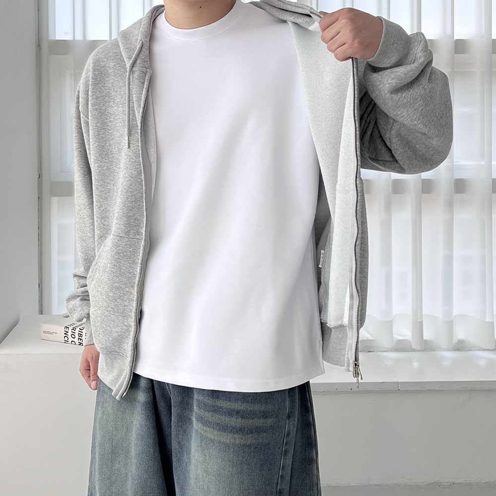 1+1 남자레이어드티 무지긴팔티 분또 두꺼운티셔츠 - 상세 이미지 5