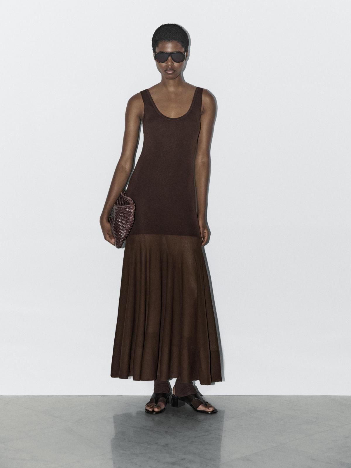 마시모두띠 코튼실크 블렌드 니트 롱 원피스 9204/953 BROWN - 상세 이미지 2