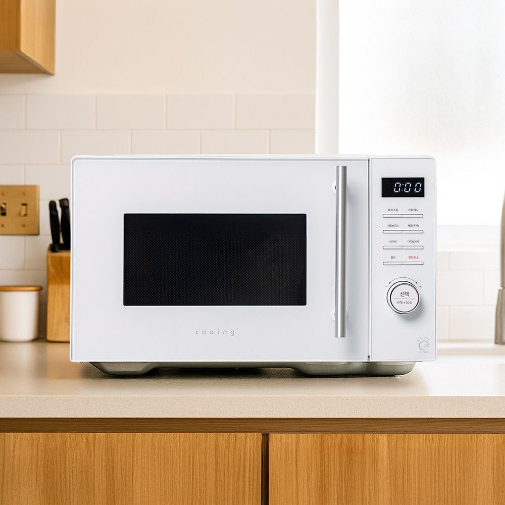 쿠잉 플랫전자렌지 MM-E2301WWFL 무회전 전자랜지 미니 소형 원룸 화이트