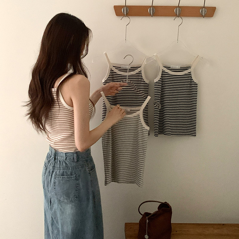헤이브 컬러 스트라이프 나시 슬리브리스 ts4678 이미지 3