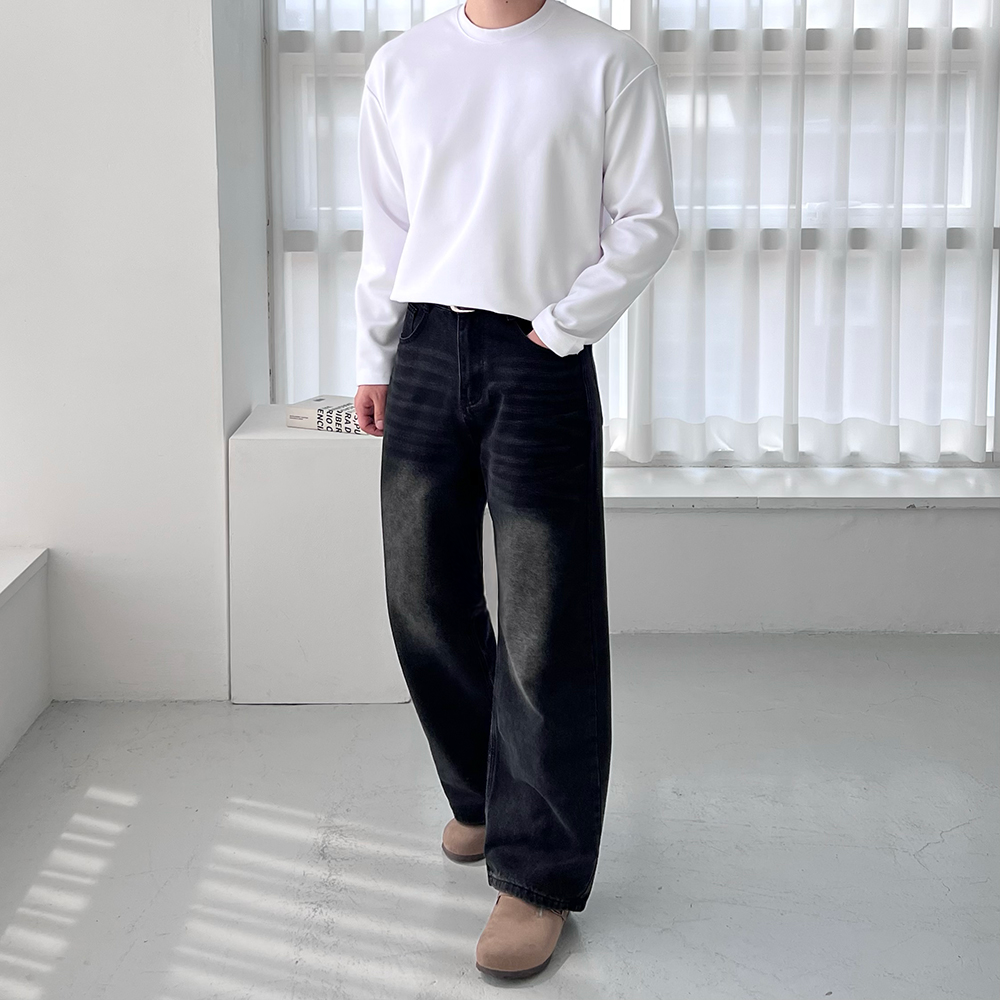 1+1 남자레이어드티 무지긴팔티 분또 두꺼운티셔츠 - 상세 이미지 3