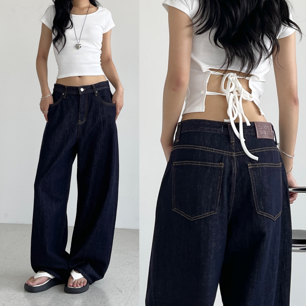 이염없는 논페이드 생지데님 벌룬 와이드 데님통바지 여성 봄 가을 청바지 시그널