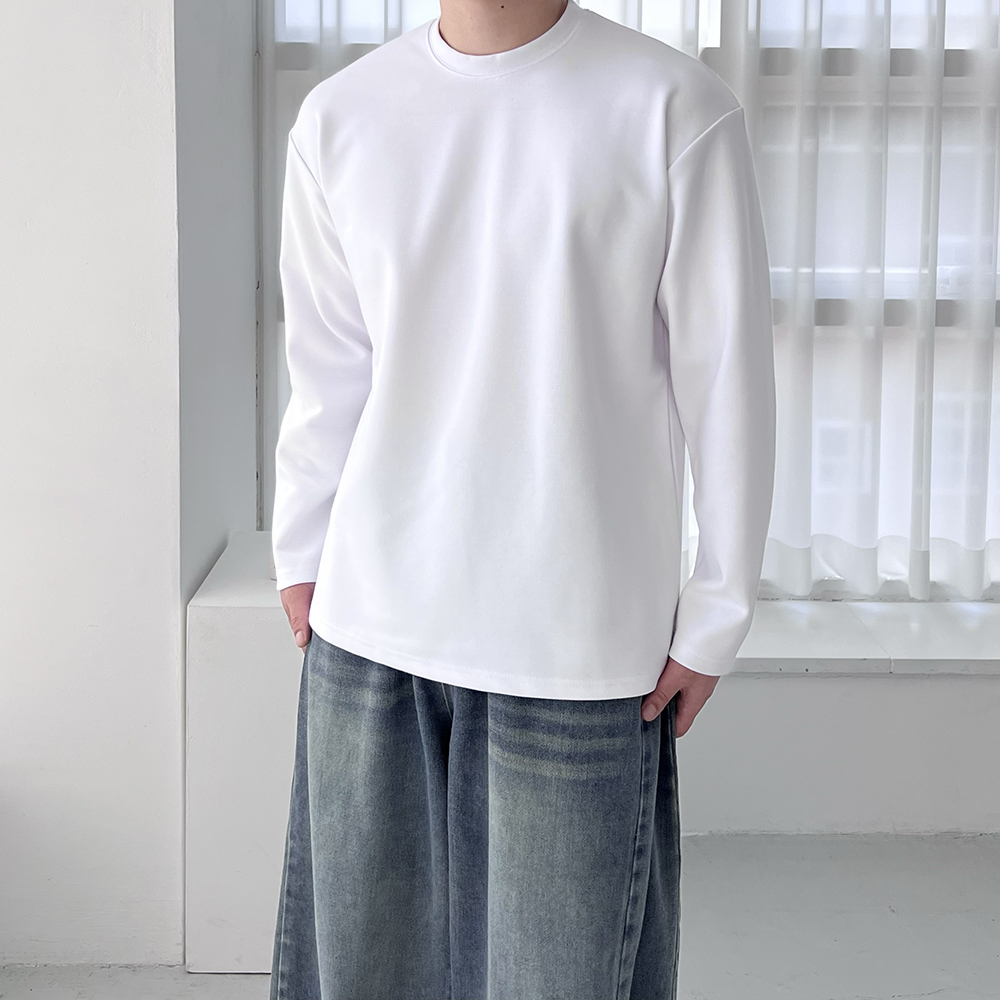 1+1 남자레이어드티 무지긴팔티 분또 두꺼운티셔츠 - 상세 이미지 2