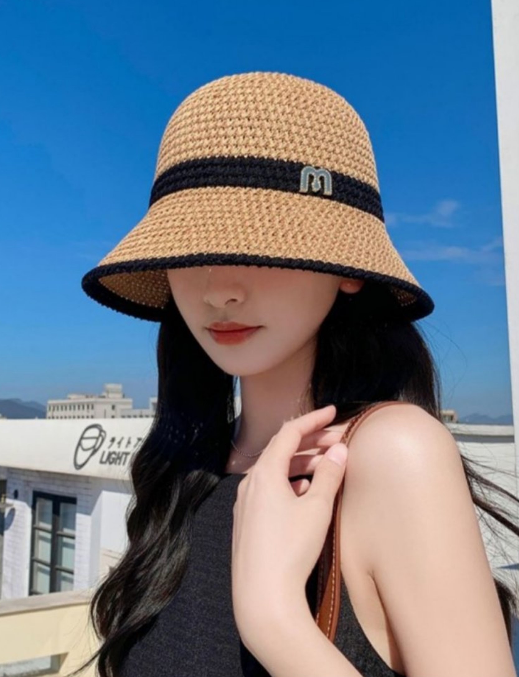 2개 세트 여름 여성 햇빛 차단모자 데일리 썸머햇 라탄 밀짚 비치 모자 - 상세 이미지 4