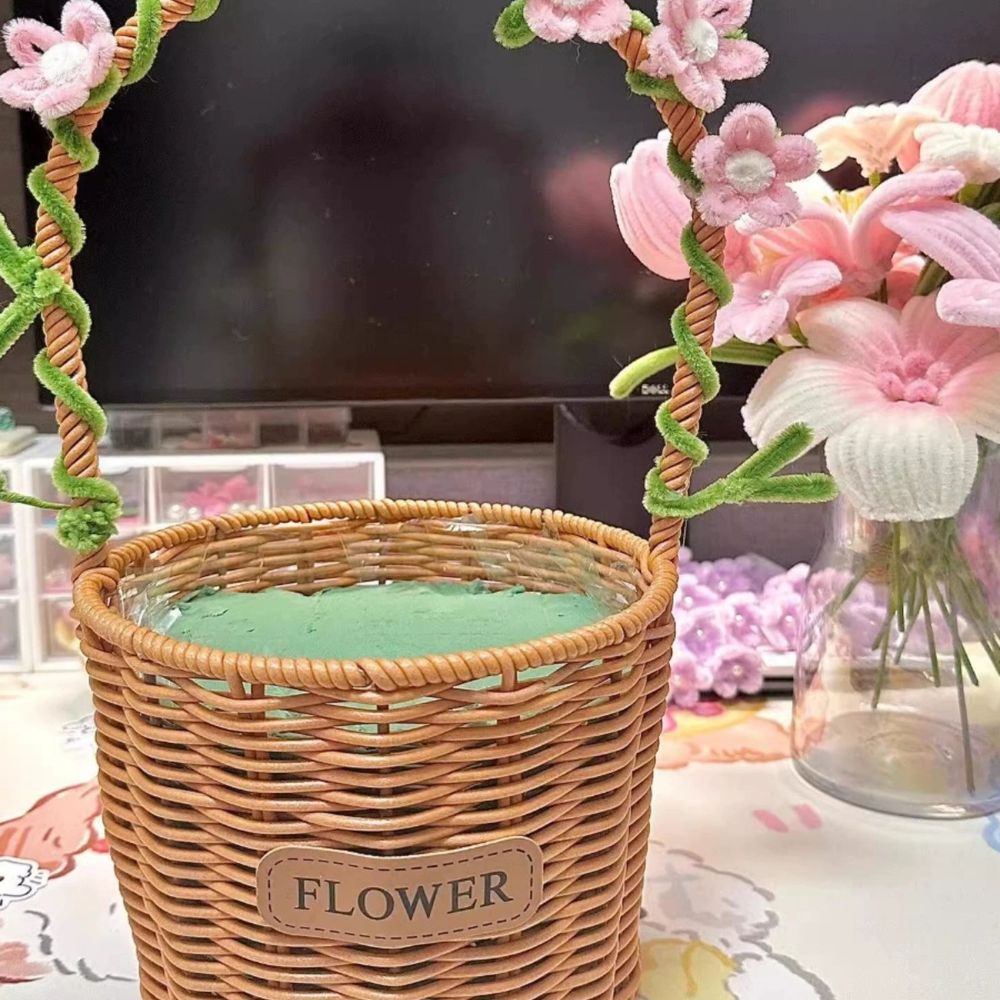 모루 꽃다발만들기 DIY 재료 패키지 꽃다발 공예 선 A. 핑크 히비스커스 백합 소재 가방 - 상세 이미지 5