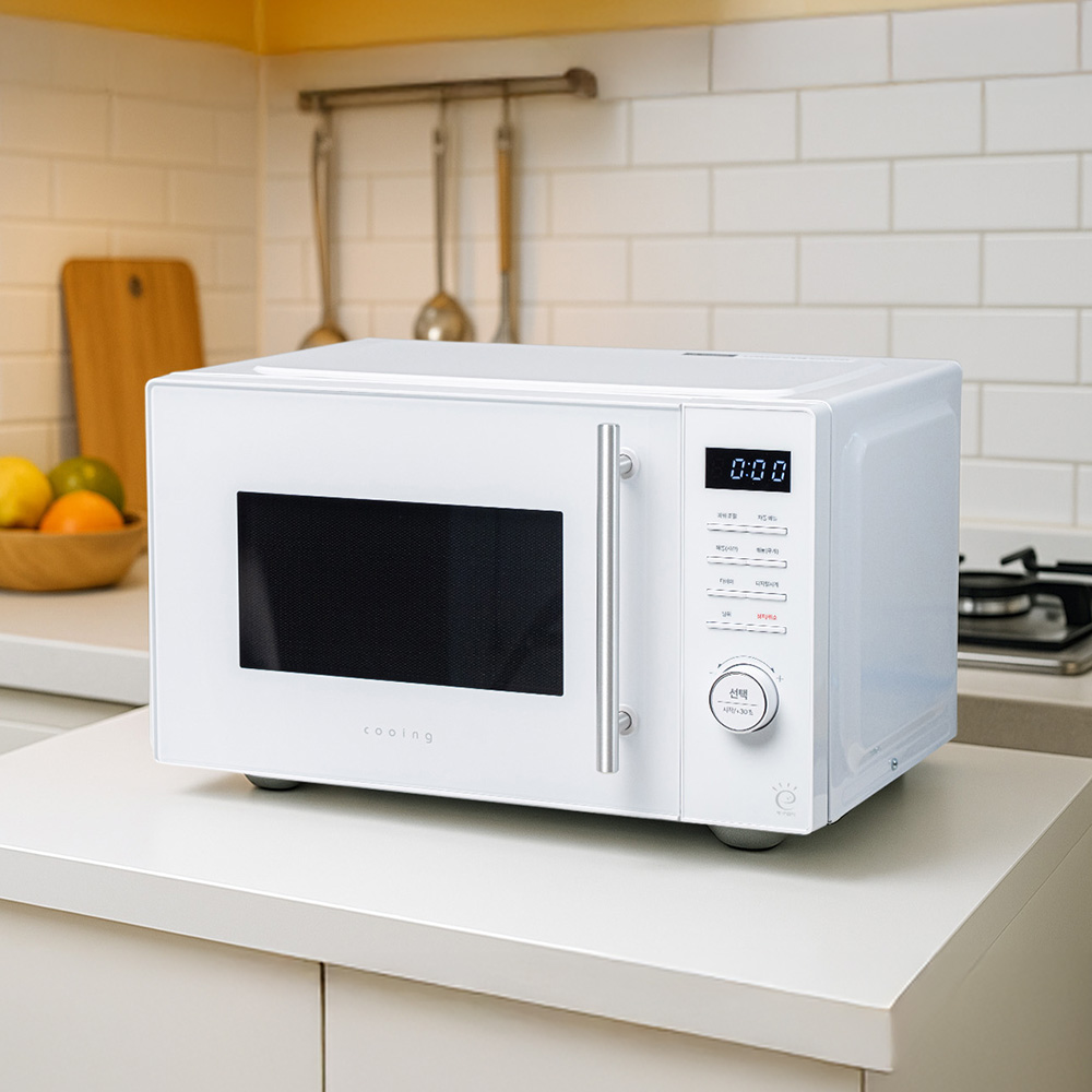 쿠잉 플랫전자렌지 MM-E2301WWFL 무회전 전자랜지 미니 소형 원룸 화이트
