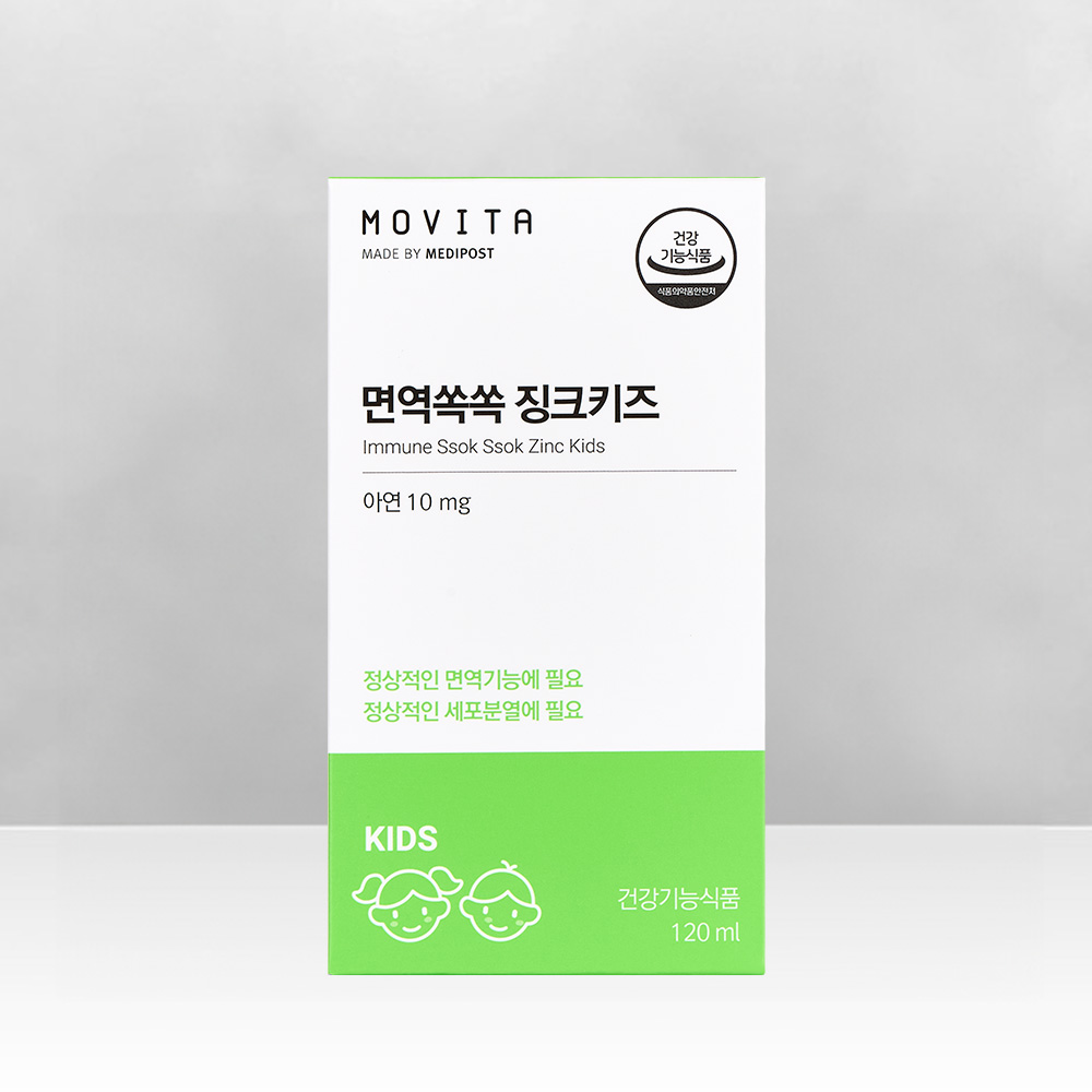 모비타 어린이 면역쏙쏙 징크키즈 딸기맛 글루콘산 아연 액상 영양제 120ml, 1개