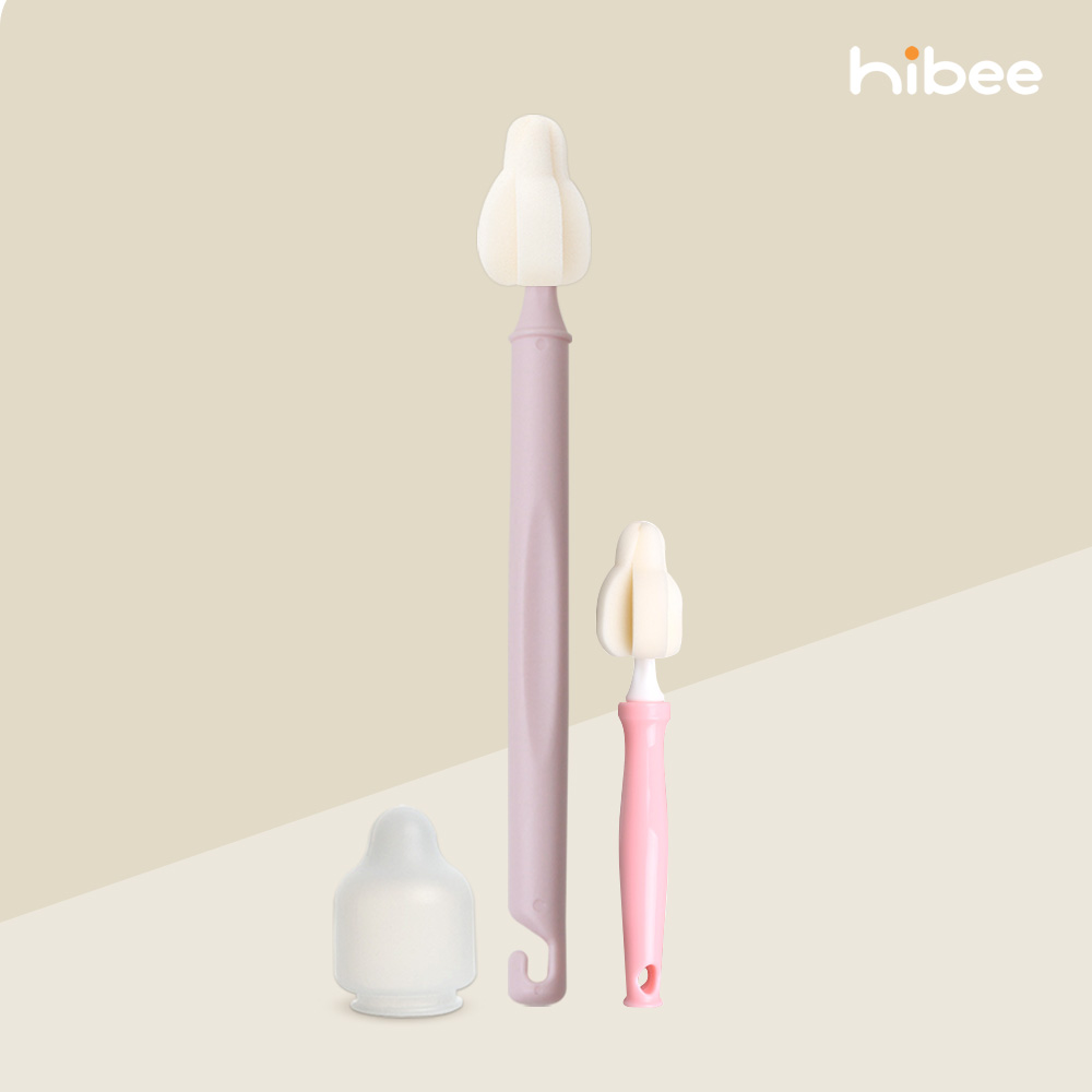 하이비 몽글이 젖병 젖꼭지 세척솔 롱미니브러쉬+필터폼젖꼭지솔+먼지캡 - 상품 이미지