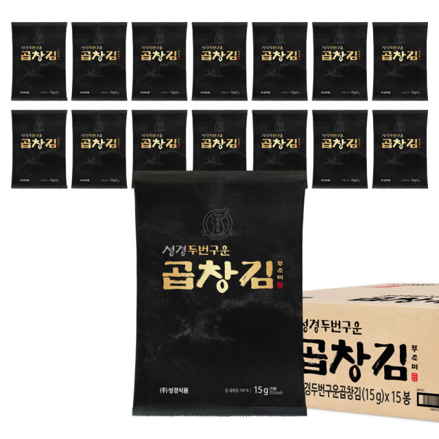 성경김 두번구운 무조미 곱창김 곱창돌김 전장 구운 맛있는 돌김 15g, 15개 — 밥상 위, 어떤 김을 골라야 할지 고민되시죠?