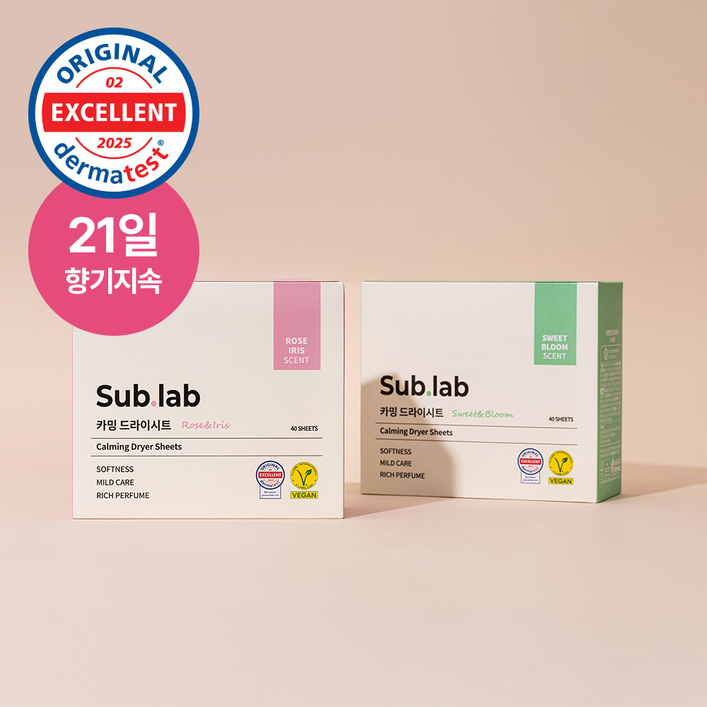 서브랩 건조기 섬유유연제 카밍 드라이시트 로즈아이리스+스윗블룸, 40매, 2개 - 상품 이미지