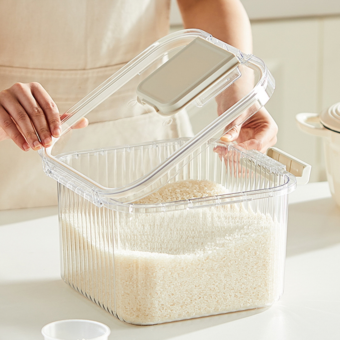 플리츠 쌀통 김치냉장고 쌀냉장보관 5키로 진공쌀통10kg 벌레안생기는 쌀본관통 - 상세 이미지 5