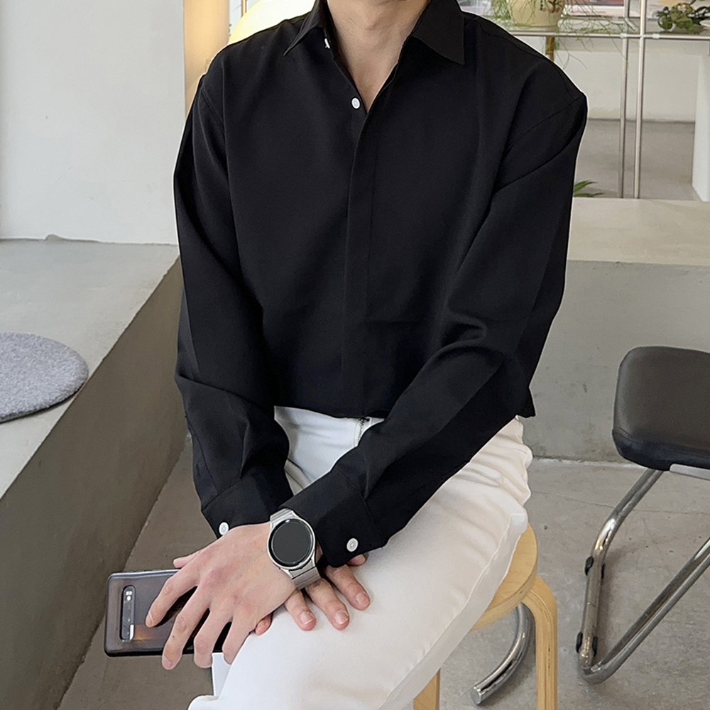 남자셔츠 구김없는 링클프리 실크 오버핏 남방 남자와이셔츠 - 상세 이미지 4