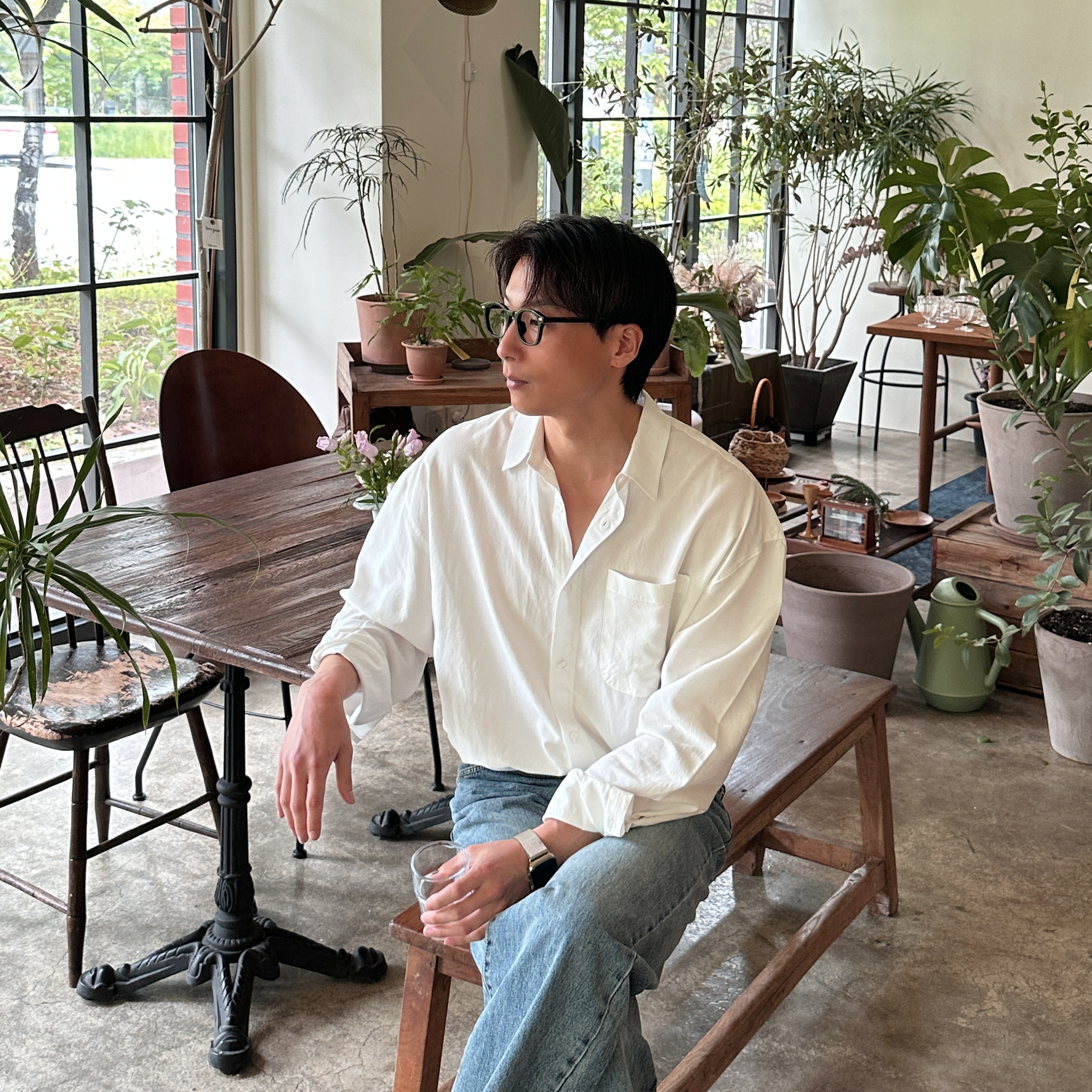 남자 린넨셔츠 오버핏 흰색 여름 남방 난방 남자셔츠 - 상세 이미지 2