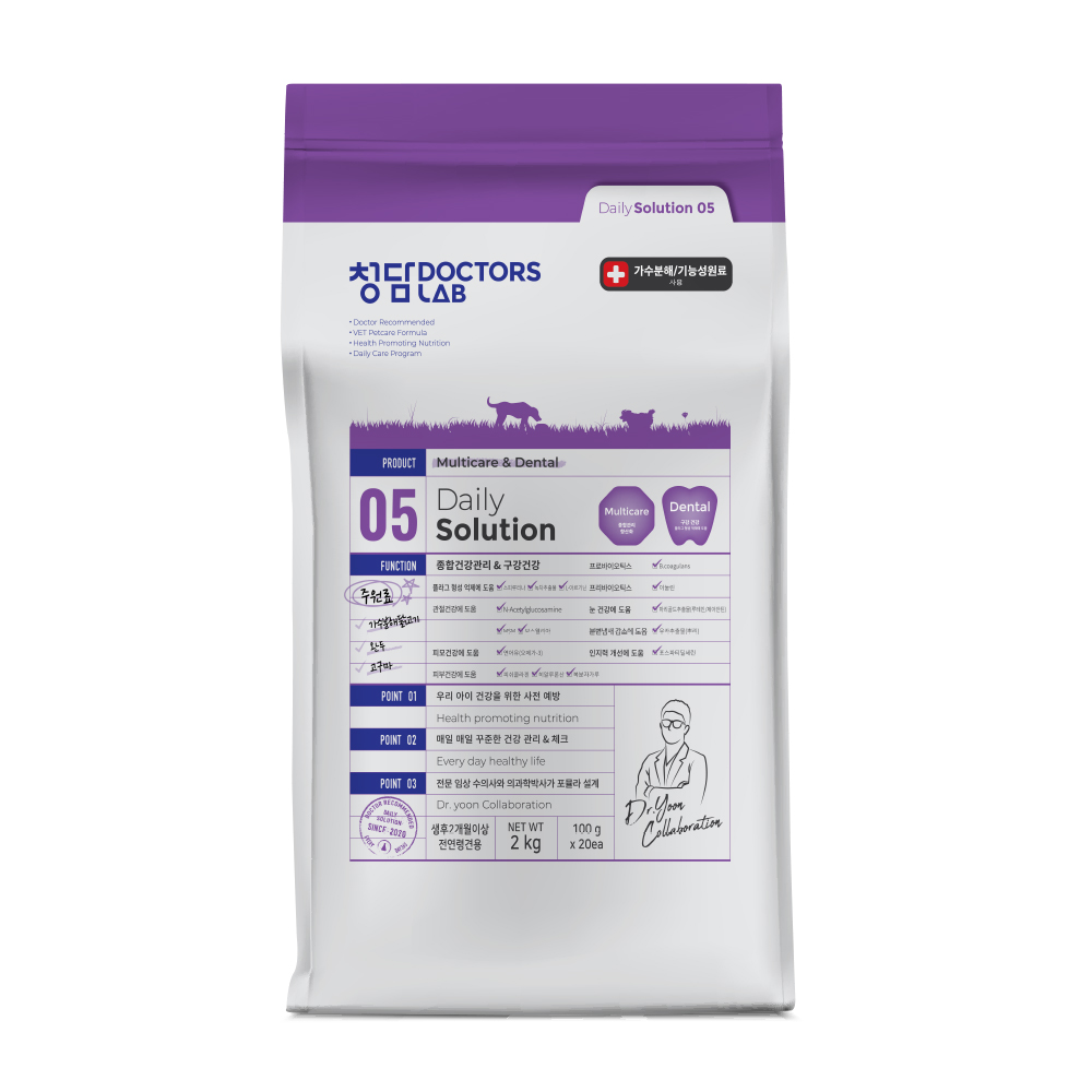 청담닥터스랩 강아지 가수분해 사료 종합+구강+터키츄 하드링 4개, 5kg, 1개