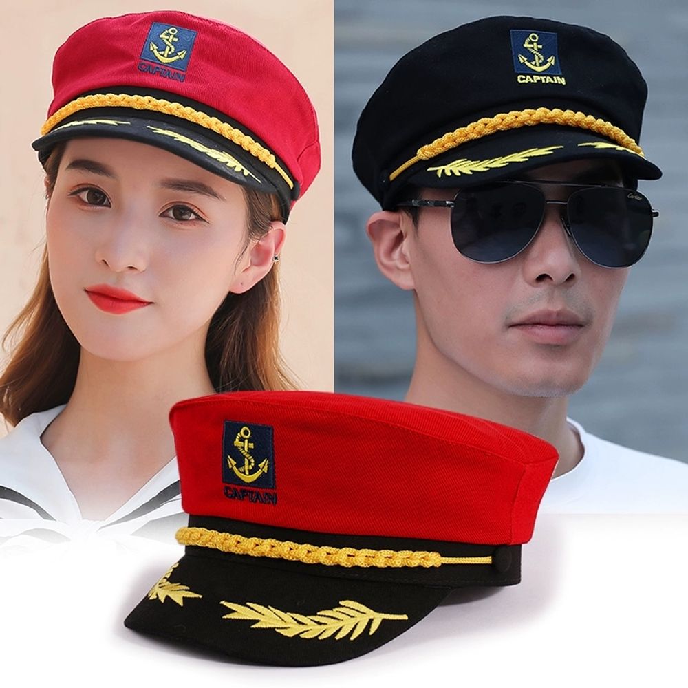 선원모자 코스튬 해군 의상 제독 여름 A. 어린이 54cm, A. 구식 골드 스레드 블랙 - 상세 이미지 2