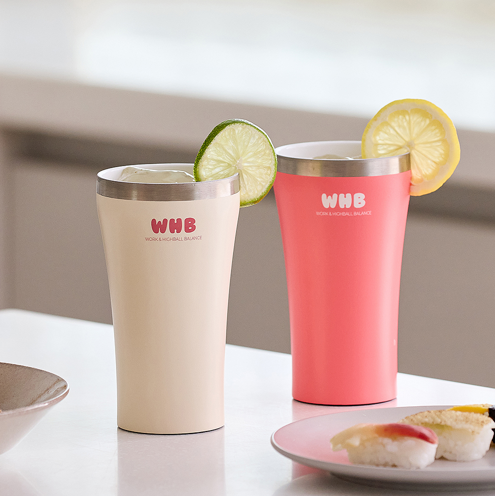 홈콕 WHB 하이볼잔 맥주잔 스텐 이중 진공 보온보냉 360ml 워하밸 세라믹코팅 집들이선물세트 - 상세 이미지 2