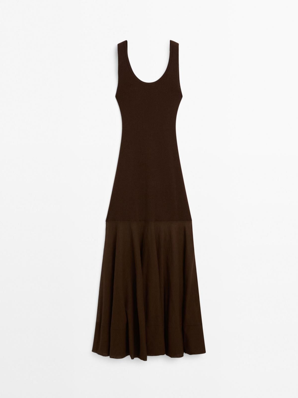마시모두띠 코튼실크 블렌드 니트 롱 원피스 9204/953 BROWN - 상세 이미지 4