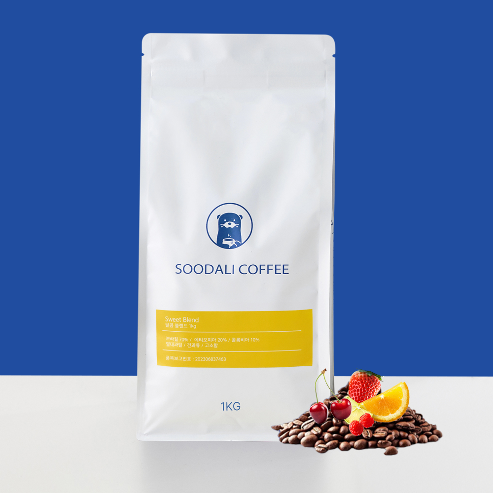 수달리커피 원두커피 달콤 블렌드 중배전 원두 홀빈 콩 1kg