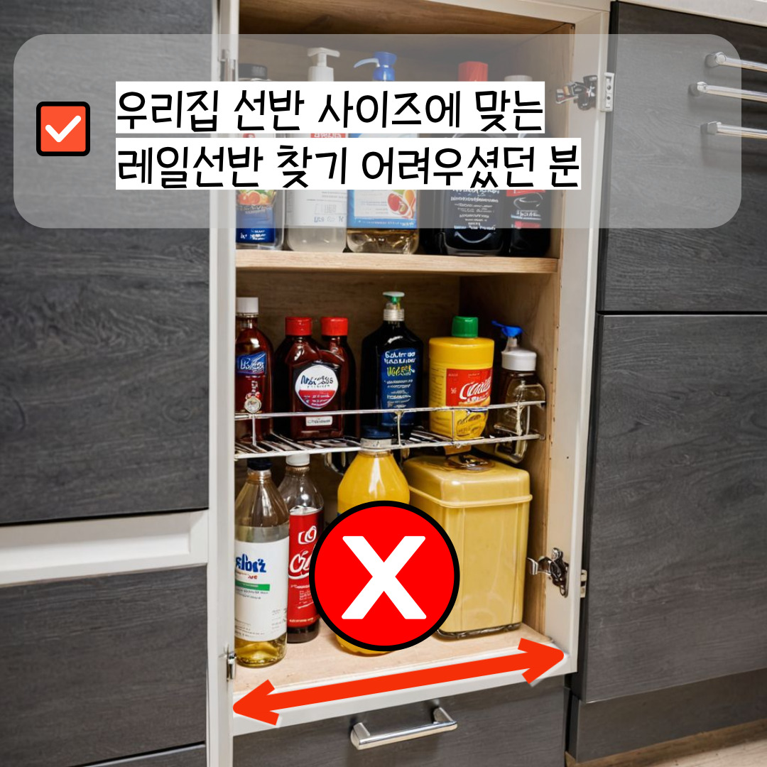 길이조절 슬라이딩 레일 선반 싱크대 주방 하부장 무타공 슬라이드 정리 대형 - 상세 이미지 3