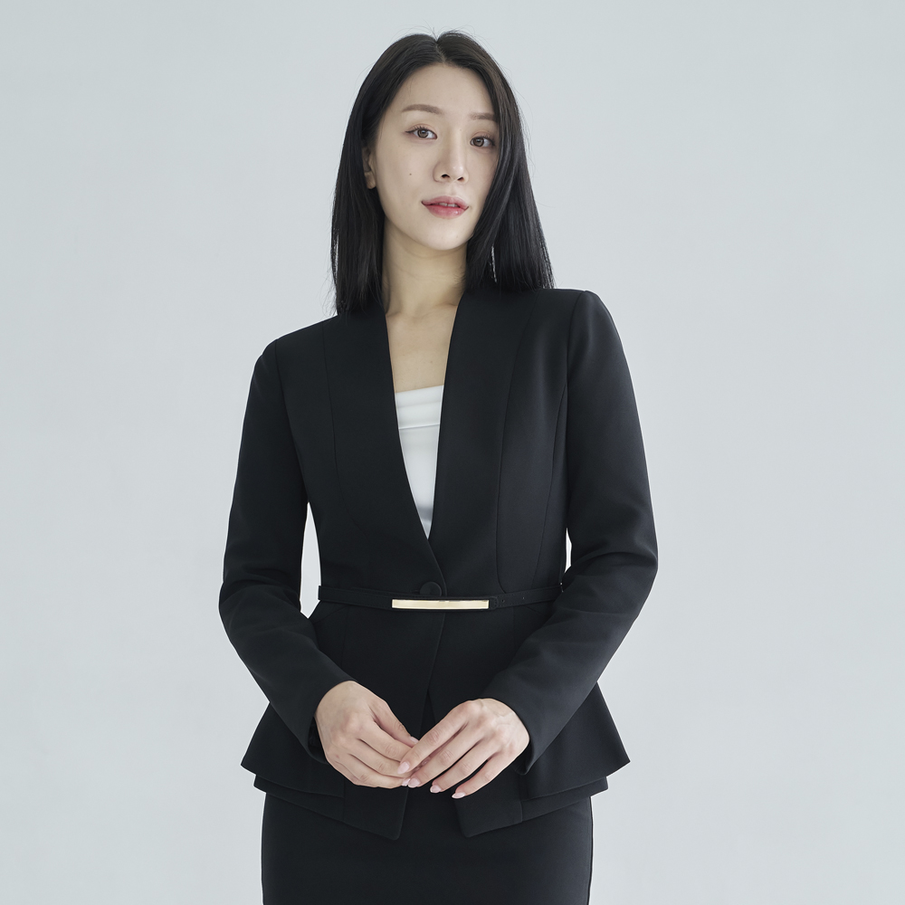 여성마이 아나운서자켓 면접 노카라정장 벨트자켓 [벨트날개] - 상품 이미지