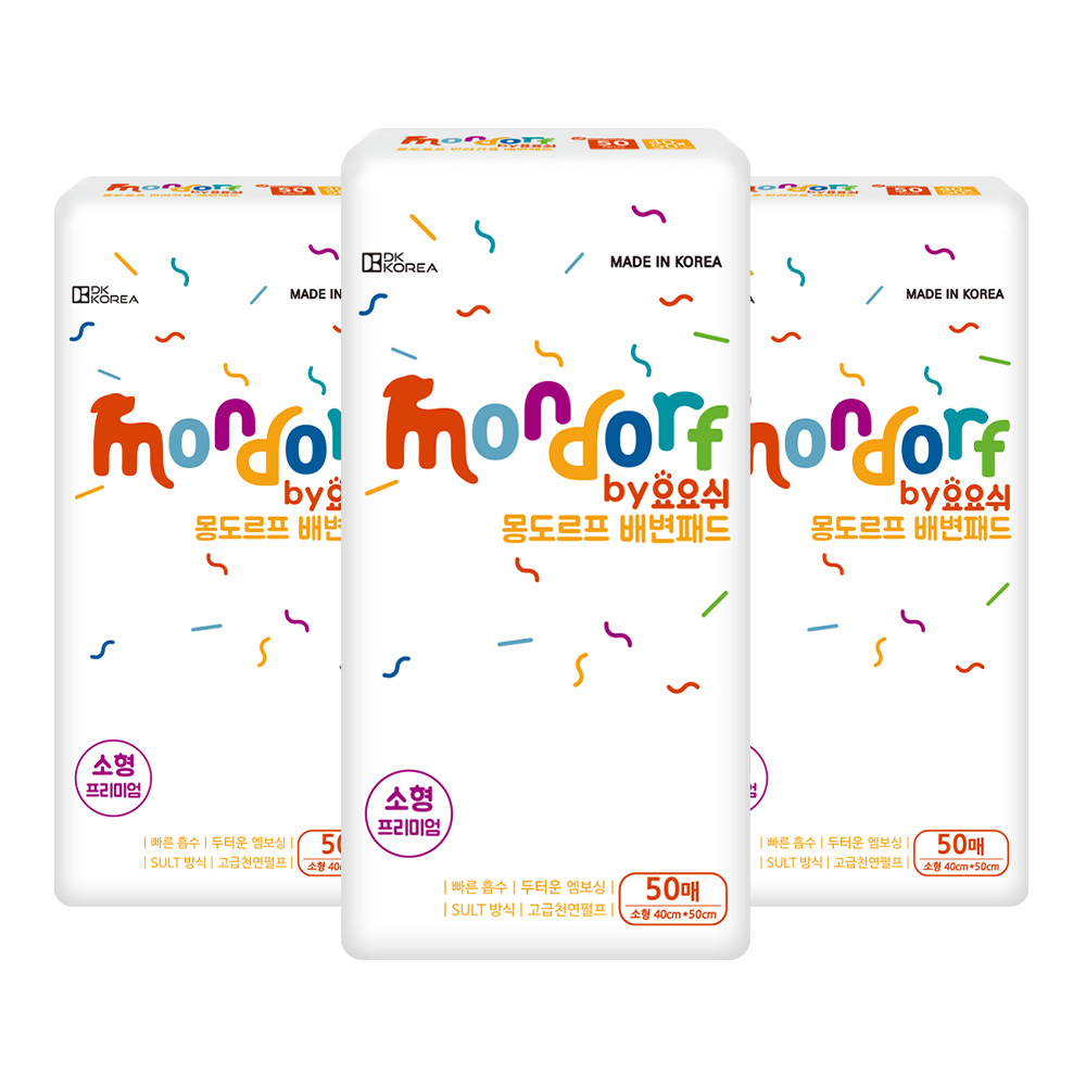 [네이버 ONLY] 요요쉬 몽도르프 프리미엄패드 강아지 배변패드 소형, 50매입, 3개