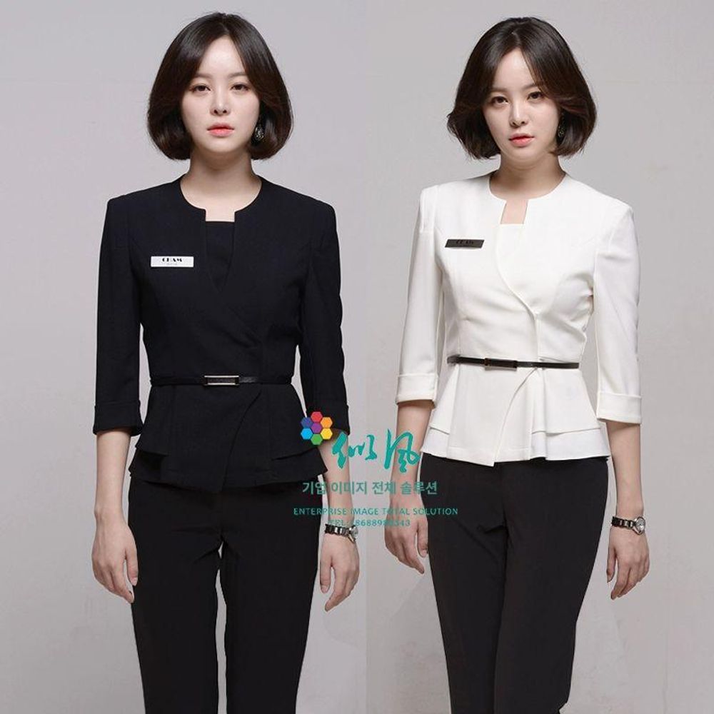 상담 실장 유니폼 학원 프론트 성형외과 피부과 A. 흰색 74 소매 검은 치마, A. S - 상품 이미지