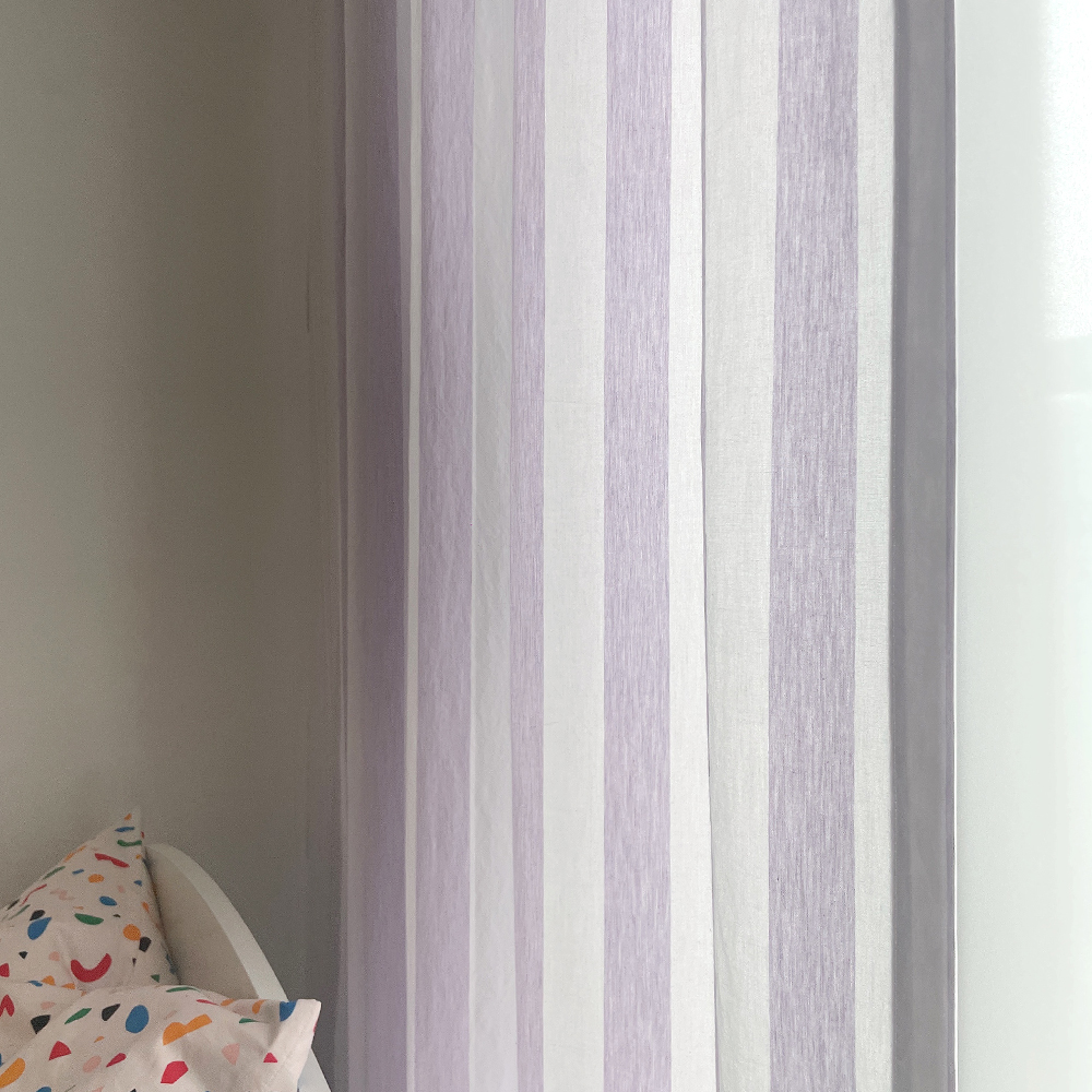 바이아미 볼드스트라이프 아이방 줄무늬 프린트 맞춤 제작 연보라 커튼 - 상세 이미지 2