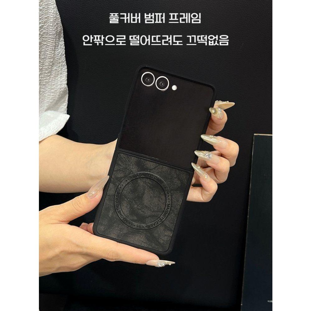 갤럭시 플립7 케이스 맥세이프 자석 스웨이드 양가죽 커버 - 상세 이미지 4