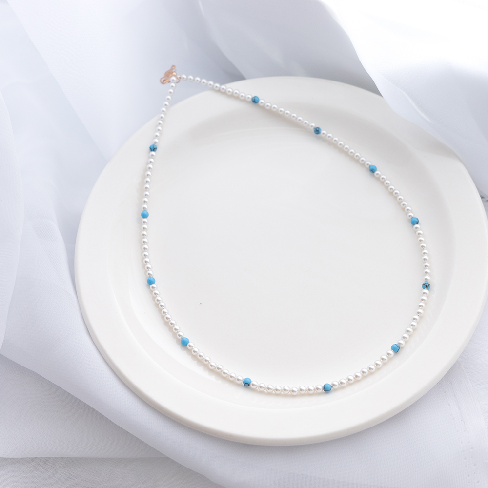 14k 다색 원석 3mm 스왈 진주 목걸이 OPPN0352 - 상세 이미지 4