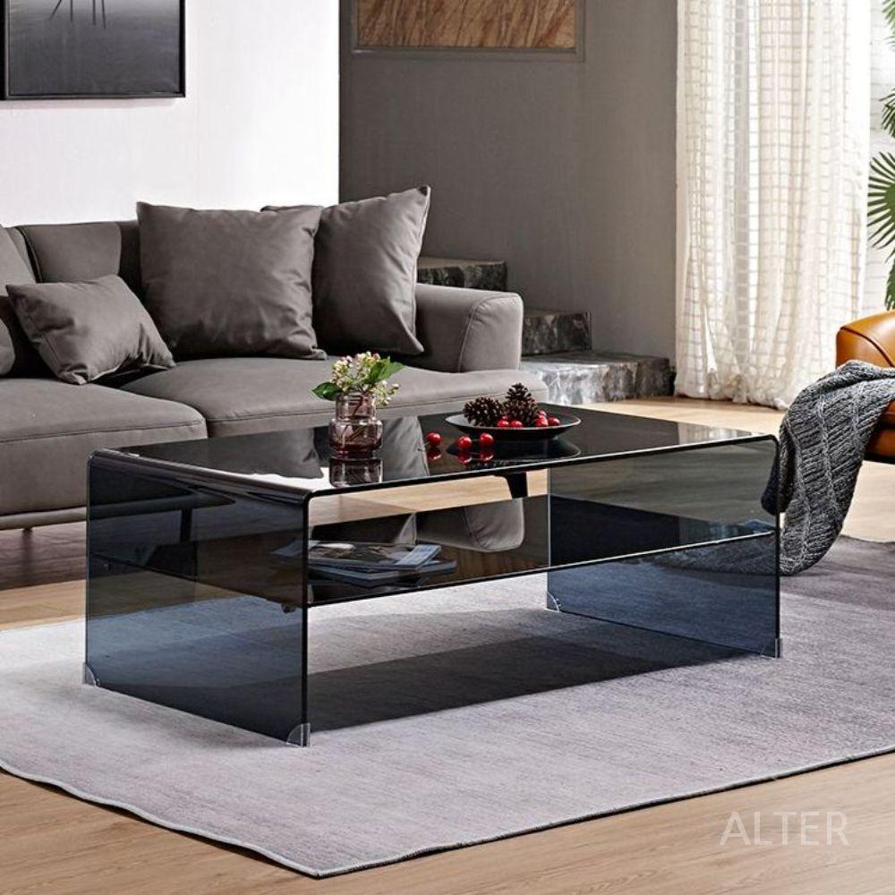 강화 유리 테이블 소파 투명 사이드테이블 거실 100x50x40cm 투명 백유리 이미지 6