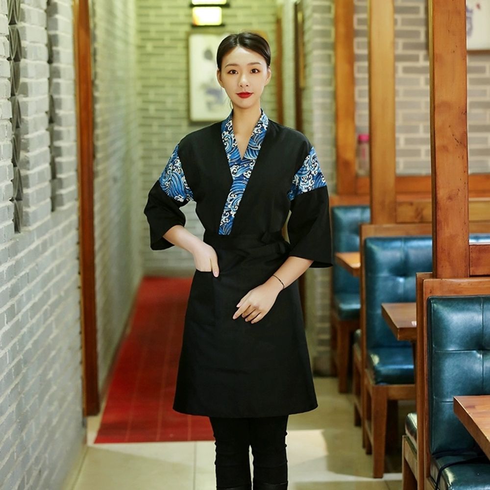 고급 홀 유니폼 의사가운 서빙 바리스타 빅사이즈 단 A. 레드 빅 웨이브 최고가, A. S - 상세 이미지 2