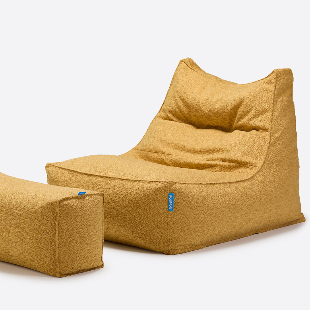 폴리몰리 빈백소파 1인용 대형 607B 부클레 좌식 쇼파 쿠션, 머스타드 (메시속커버, 선택안함)