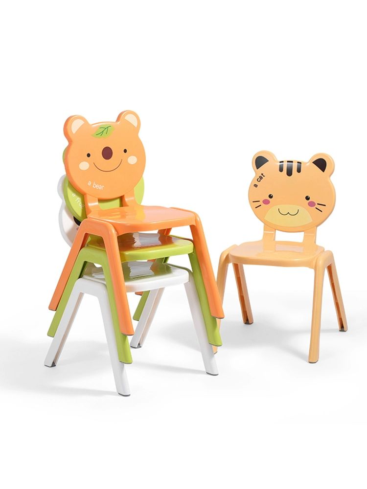 교구장 현관스툴 귀여운 동물 의자 어린이집 키즈카페 21cm 고 오렌지 곰 - 상품 이미지